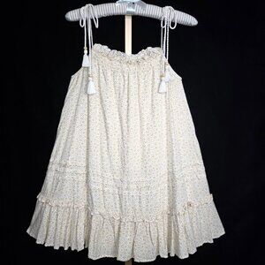 Cleobella Tassel Sleeve Ruffle Mini Dress Geo Block Print S